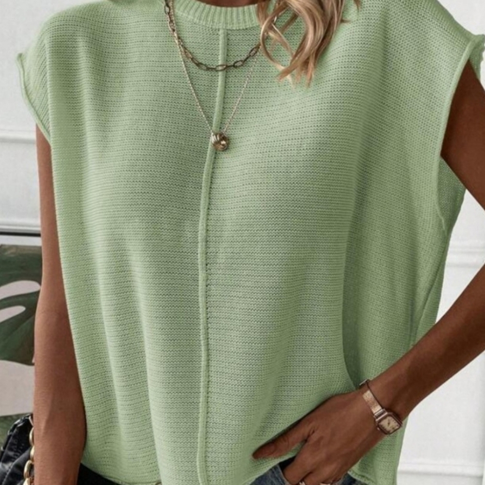 SHEIN Women's Green Knit Top Size L